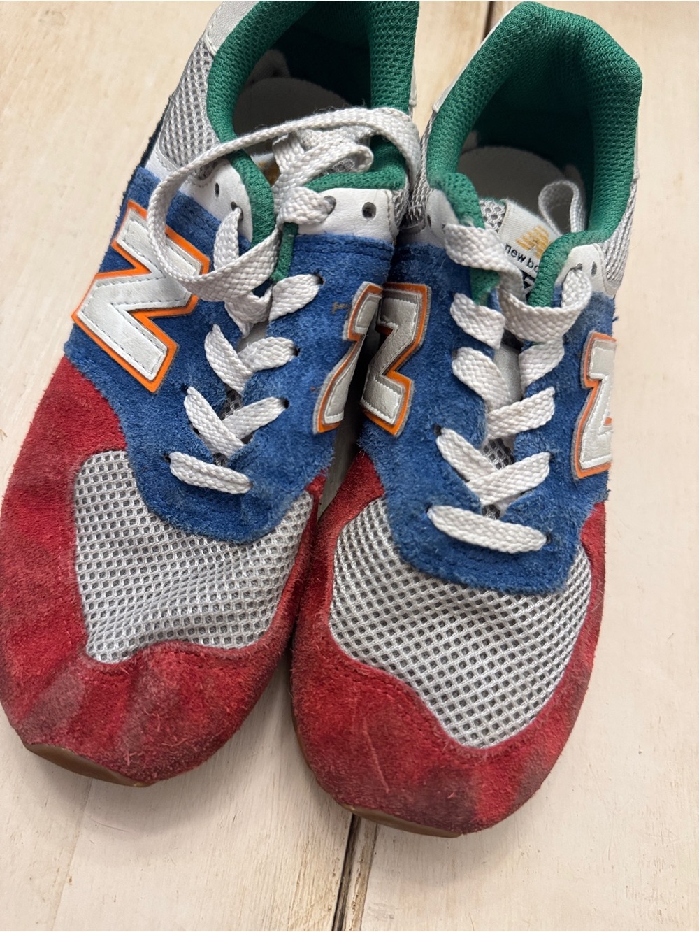 New Balance Kids Red Blue Gray Green Accent Sneakers